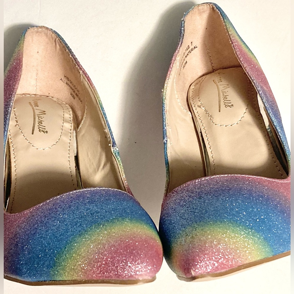 Anne Michelle Glitter Pumps Rainbow Heels Pointed Toe HIBISCUS Stilletos sz 7 - Picture 11 of 16